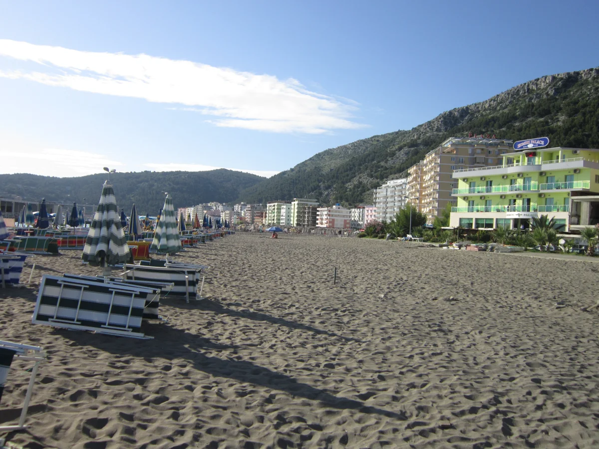 Shengjin beach, destination for a drive from Tirana; archival 2012 photograph