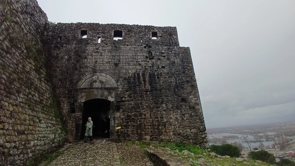 Main gate of Rozafa Fortress in Shkoder, a destination for a drive from Tirana